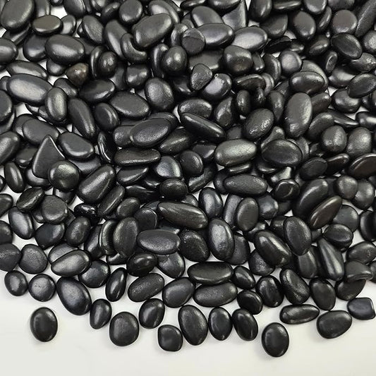 Black Pebbles - 3/8 inch Small Stones for Indoor Plants, Succulents, Aquariums & Landscaping