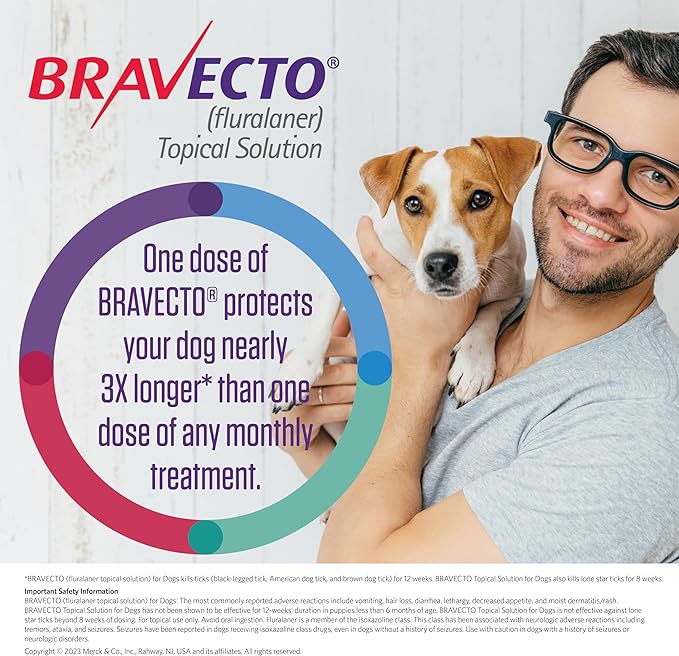 BRAVECTO Topical Solution for Dogs, Flea & Tick, 12 Week Supply, 4.4-9.9 lbs., Yellow Box