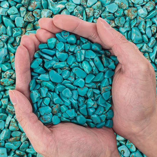 Tumbled Chips Stones Green Turquoise Crushed Crystal Quartz 3 Lb, Polished Natural Aquarium Gravel Rocks Gemstone Pebbles for Fish Tank, Vase Fillers, Succulent Plants Decor