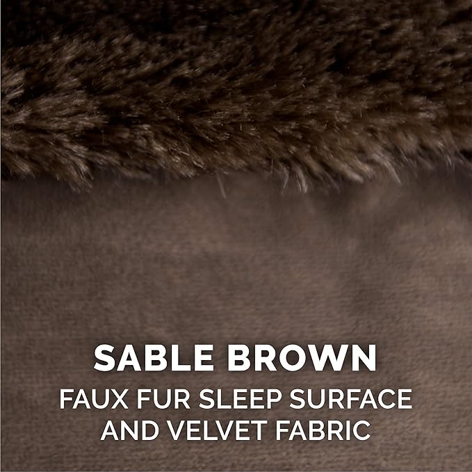 Furhaven Cooling Gel Dog Bed for Large Dogs w/ Removable Bolsters & Washable Cover, For Dogs Up to 125 lbs - Plush & Velvet L Shaped Chaise - Sable Brown, Jumbo Plus/XXL