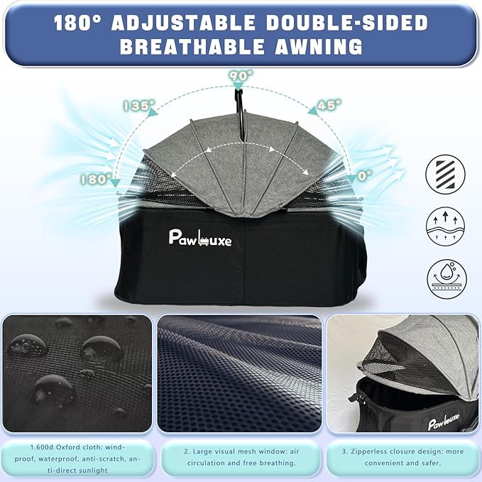 4 Wheels Pet Stroller 4 in 1 Pet Stroller with Detachable Carrier for Small & Medium Dogs Cats up to 55 lbs Easy-Folding Travel Dog Wagon with Car Seat Breathable Mesh,Black