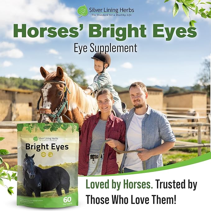 Silver Lining Herbs Bright Eyes Vitamins - Horses Eye Supplements to Support Capillary Health, Great Vision, & Overall Eye Health - Plant-Based Herbal Horse Supplements - 1 lb 60-Day Supply