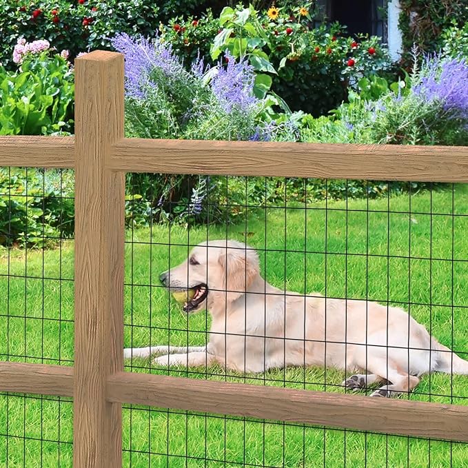 Black PVC Coated Welded Wire Fence 48 Inch x 50 Foot, 2 Inch x 4 Inch 14GA, Garden Border Fencing Roll Vinyl Coating Metal Wire Mesh Hardware Cloth for Yard Vegetable Plant Protection