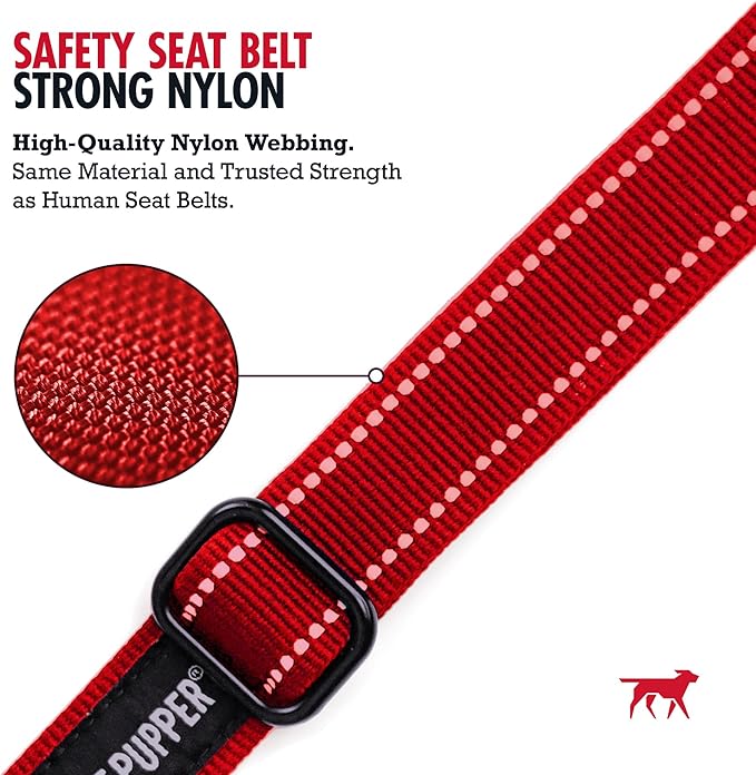 Tuff Pupper Dog Seat Belt | Adjustable Length Dog Seatbelt Restraint | Tangle-Free Locking Carabiner | Shock-Absorbing Bungee | Reflective Stitching for Visibility | Universal Fit for Cars & Trucks