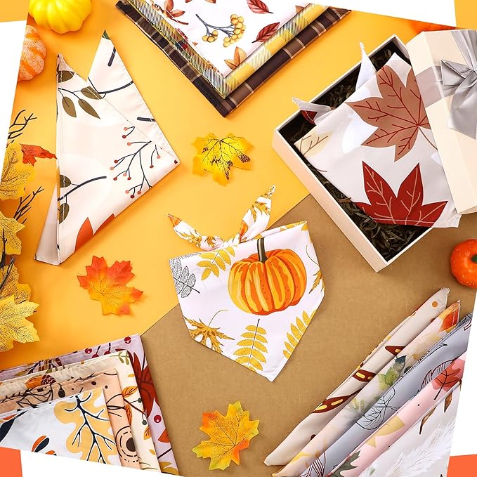 100 Pcs Fall Dog Bandanas Bulk Pet Bibs Colorful Triangle Scarf Autumn Pet Bandanas for Medium Large Dogs Fall Autumn Harvest Festival Costume Decor