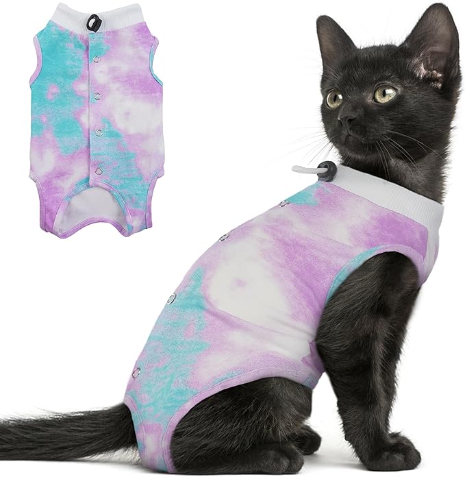 PUMYPOREITY Cat Recovery Suit, Cat Surgery Recovery Suit Female, Cat Spay Recovery Suit, Alternative to Cone of Shame, Cat Surgical Recovery Suit for Skin Diseases and Abdominal Wound, Purple, S