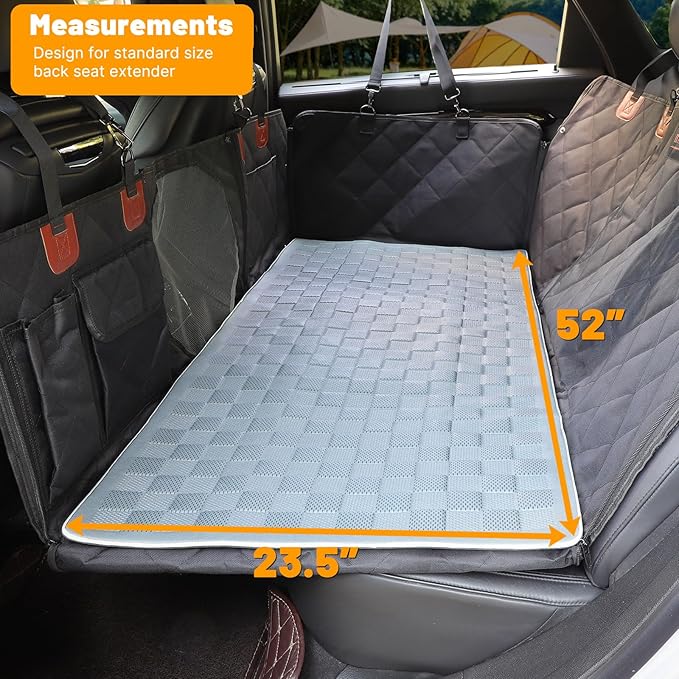 Non-Slip Pet Bed Mat for Back Seat Extender, Hair Resistant Dog Blanket for Hard Bottom Dog Car Seat Cover, Anti Slip Pet Linner Backseat Cover Deep Gray