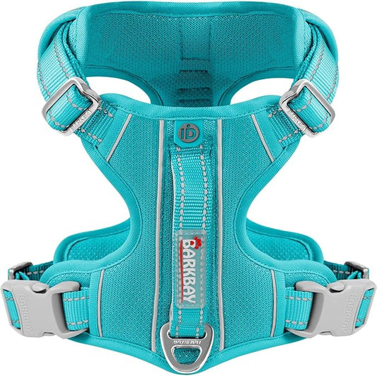 BARKBAY Dog Harness No Pull with ID Tag Pocket - Heavy Duty, Reflective, Easy Control for Large Dogs(Ocean Blue,XL)