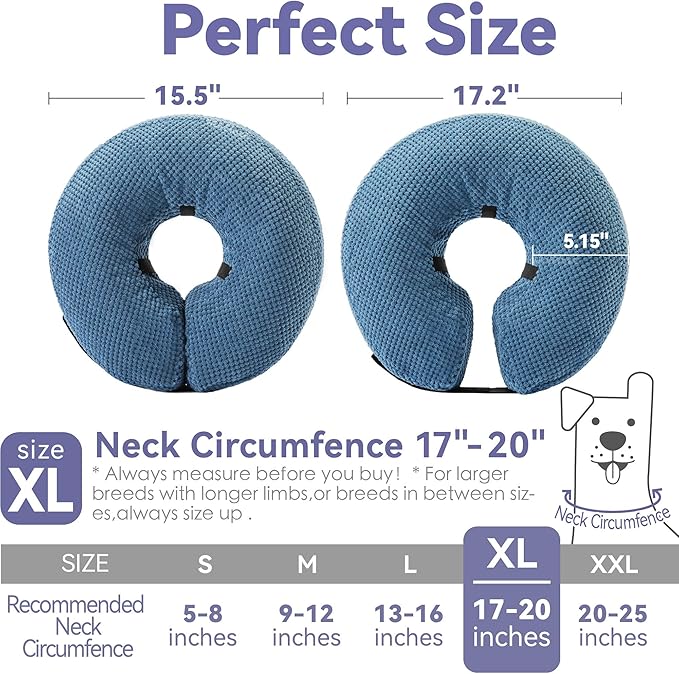 Inflatable Dog Cone Collar - Dog Neck Donut Cone Collar Alternative After Surgery - Soft Cone for Large Medium Small Dogs Cats - Alternative Recovery E Collar (Blue, XL)