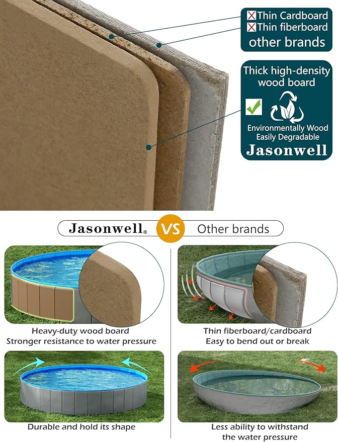 Jasonwell Foldable Dog Pet Bath Pool Collapsible Dog Pet Pool Bathing Tub Kiddie Pool Doggie Wading Pool for Puppy Small Medium Large Dogs Cats and Kids 32" Grey