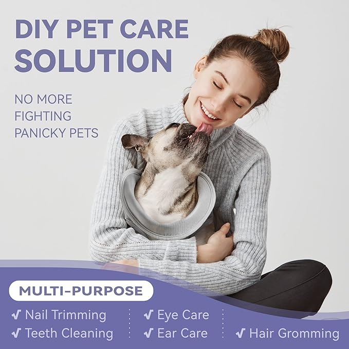 Dog Grooming Hammock Harness for Dogs & Cats with Pet Nail Clipper Trimmer - Cat Hanger Sling for Trimming Clipping Nails- Dog Hammock Restraint Bag for Small Medium Large pet （ Grey L ）