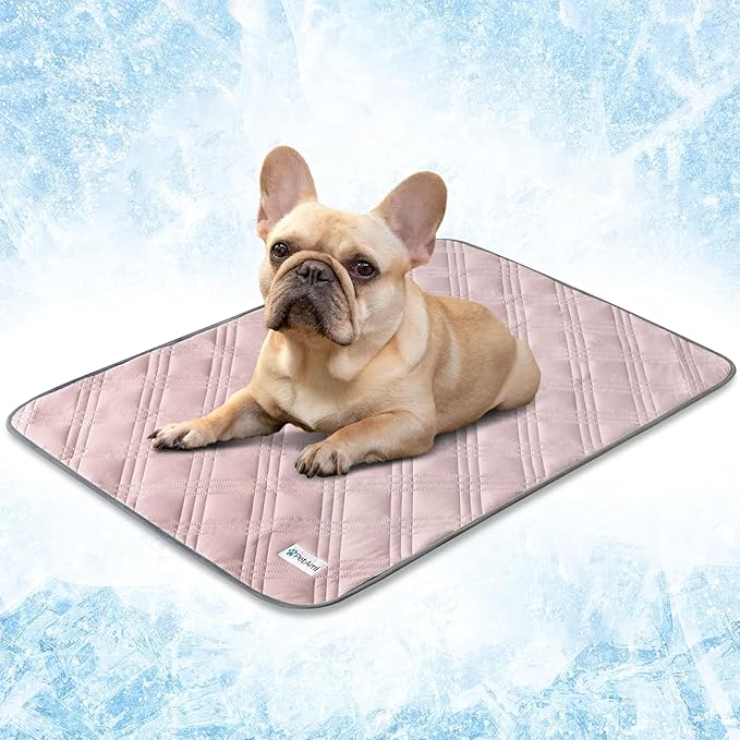 PetAmi Waterproof Cooling Mat for Dog, Premium Pet Cooling Blanket for Bed Crate, Anti Slip Indoor Dog Cool Pad for Sleeping, Q-MAX Small Medium Sofa Couch Cover Mat for Cat, Pink, 29x40