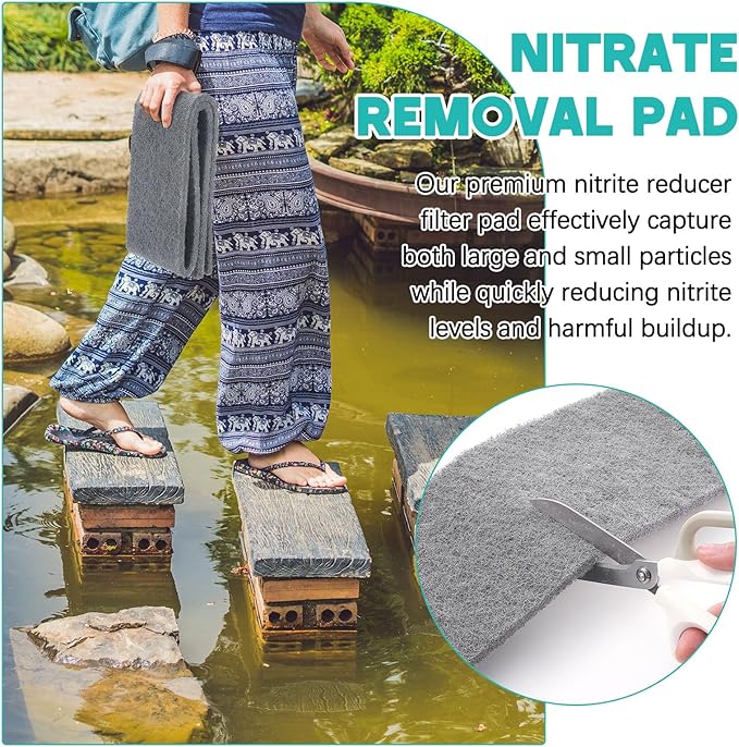 Treela Nitrite Remover Pad 4.53 x 39.37 inches Nitrate Reducer Filter Pad Fish Tank Filter Pads Nitrate Remover Cut to Fit for Aquariums and Pond Reducing Media Pad