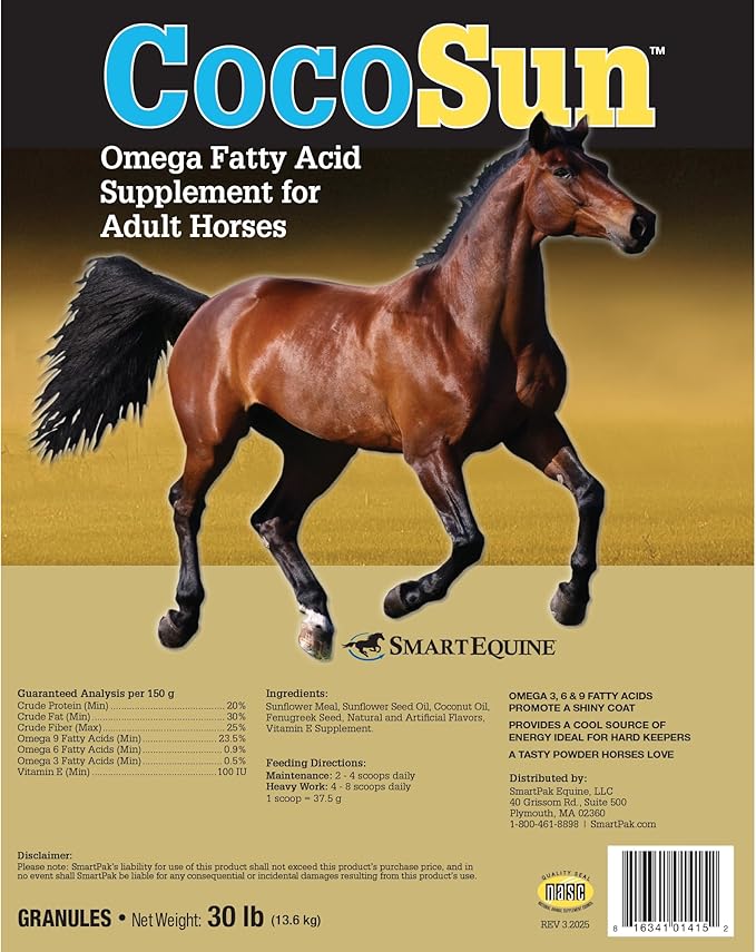 Uckele by SmartEquine CocoSun™ Granular Omega Horse Supplement | Omega 3, 6, 9 Supplements | Ideal for Healthy Skin & Shiny Coats | Horse Supplements for Weight Gain | 30 lb Bag