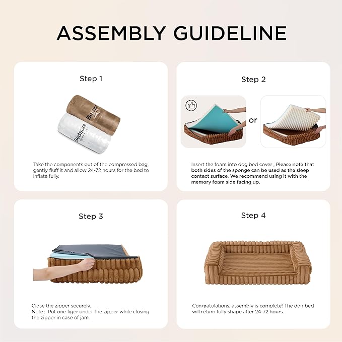 Bedsure Orthopedic Dog Beds for Extra Large Dogs, Waterproof Memory Foam XL Pet Bed with Sides, Non-Slip and Egg-Crate Foam Big Dog Couch Sofa with Washable Removable Corduroy Cover, Grey