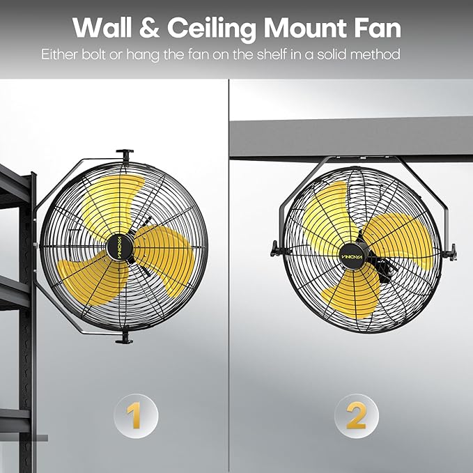 18 Inch Industrial Wall Fan with 2 Pack, 4800 CFM Metal Wall Mount Fans with Poweful Motor, 3 Speed, Fan Indoor for Covered Patio, Greenhouse, Gazebo, and Garage, UL Listed