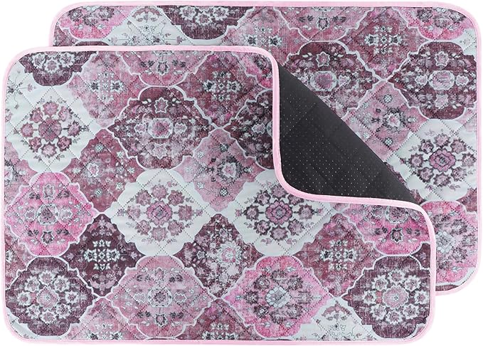 IEUUMLER Washable Pee Pads for Dogs, 2 Pack Reusable Pee Pads for Dogs Non-Slip Grip, Super Absorbent Waterproof Puppy Pads for Potty Training, Playpen, Crate, Whelping Box EU011 Pink, 36x31