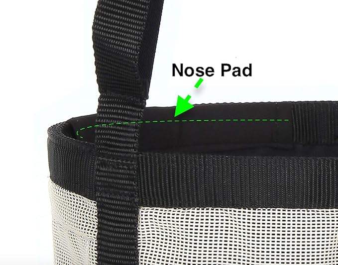 Majestic Ally Horse Feed Bag, Heavy Duty Nylon Mesh Grain Feed Bag, Adjustable Strap with Durable Snap and Elastic Straps, Comfort Neck Pad and Nose Pad- Large (Full, Beige)