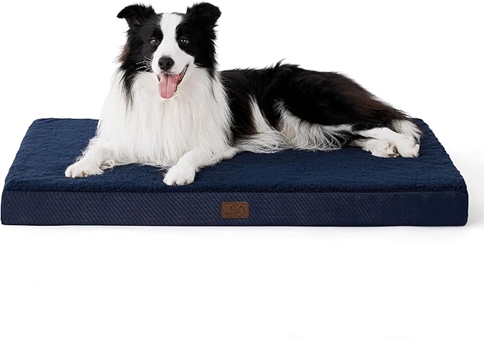 Bedsure Dog Beds Large Sized Dog - Orthopedic Flat Pet Beds with Removable Washable Cover, Egg Crate Foam Puppy Mat, Suitable for Pet Up to 65 lbs