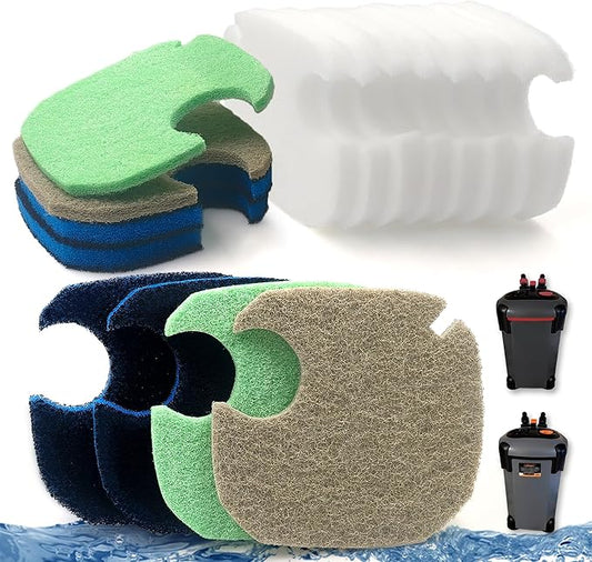 NewKe 16Pcs Upgraded Canister Filter Pads for PONDFORSE 172/225/265GPH Aquarium External Filter, Replacement Pads for AMOSIJOY Canister Filter,4 3in1 Carbon & 2 Ammonia & 2 Phosphate Reducer & 8 Floss