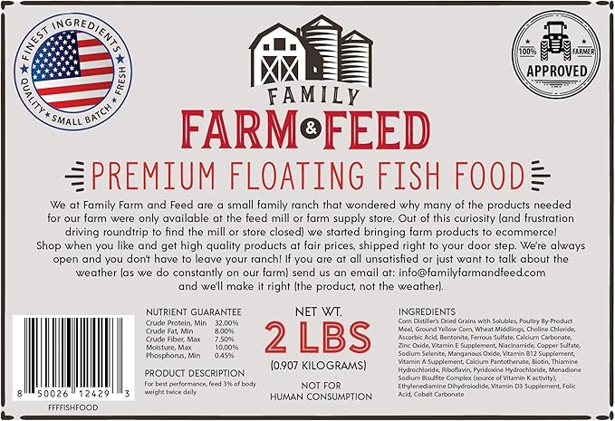 | Premium Floating Fish Food | Pond and Lake | Pellets | 2 Pounds
