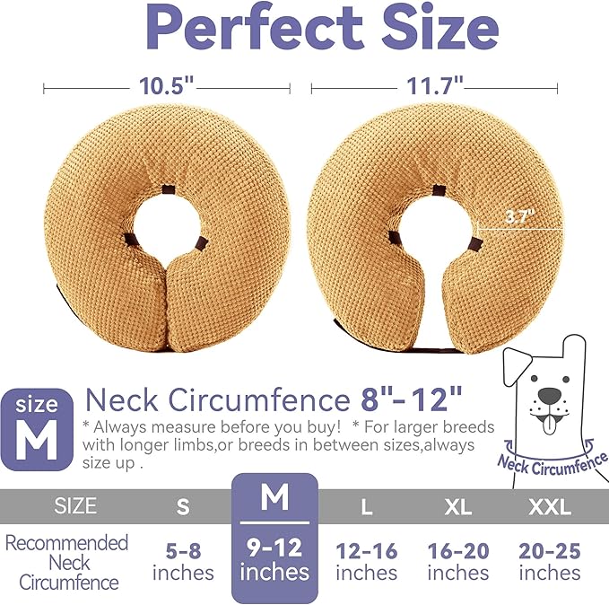 Inflatable Dog Cone Collar - Dog Neck Donut Cone Collar Alternative After Surgery - Soft Cone for Large Medium Small Dogs Cats - Alternative Recovery E Collar (Yello, M)
