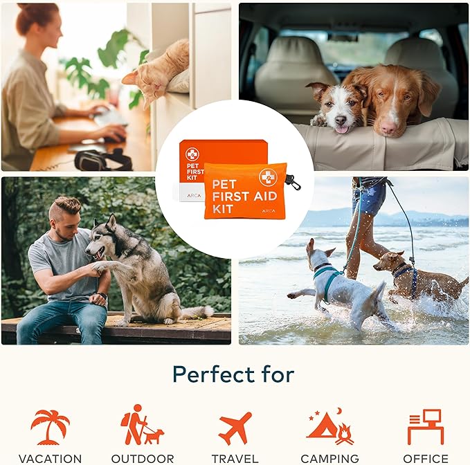 Dog First Aid Kit - Pet Emergency Kit - Water Resistant High Visibility Reflective First Aid Pouch Dog Camping Essentials for Hiking, Backpacking, Sports, Hunting