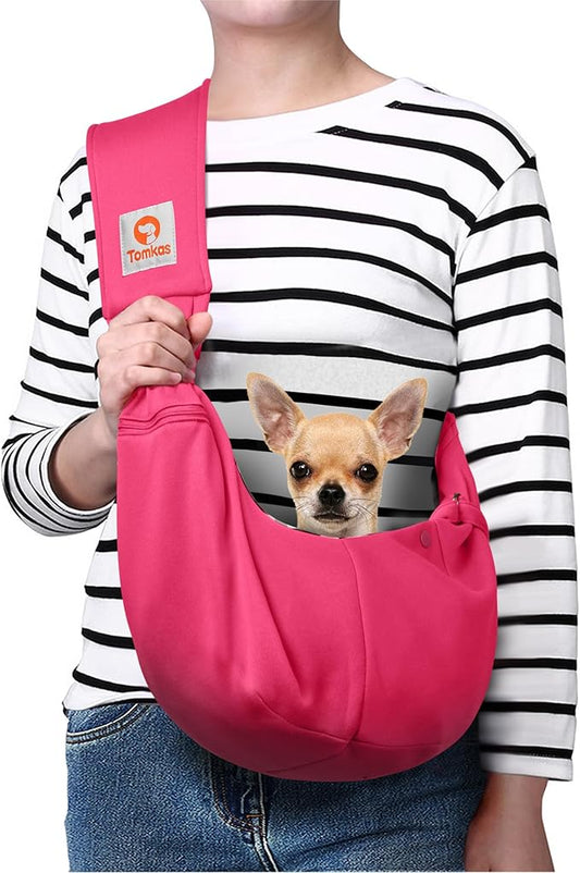 Tomkas Dog Sling Carrier for Small Dogs Puppy Carrier for Small Dogs (Rose red, for Pets Weight 2-7 lbs)