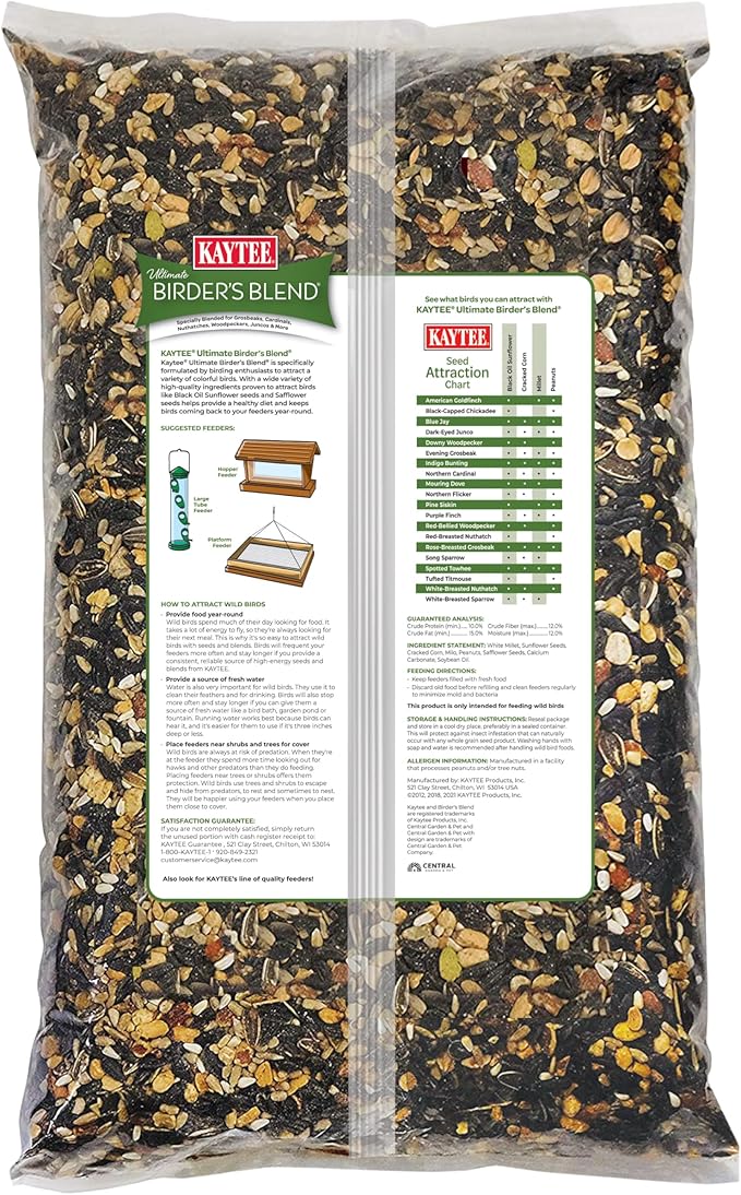 Kaytee Wild Bird Ultimate Birder's Blend Food Seed For Grosbeaks, Cardinals, Nuthatches, Woodpeckers & Other Wild Birds, 10 Pound