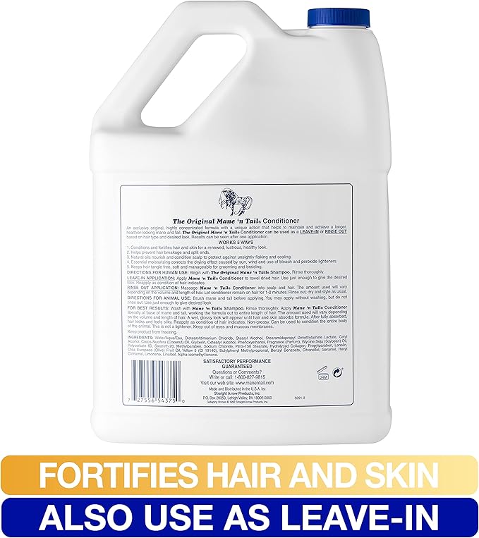 Mane 'n Tail Conditioner Gallon, for Soft Silky Hair. For Horses and Humans! (128 Fl Oz)