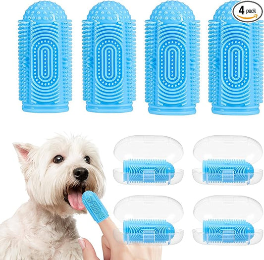 Dog Tooth Brushing Kit Dog Toothbrush 4 Pack Dogs Finger Toothbrush for Dogs Teeth Cleaning & Dental Care,Dogss Tooth Brush Puppy Tooth Brushing