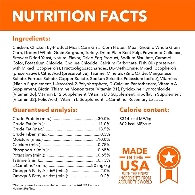 IAMS Proactive Health Indoor Weight Control & Hairball Care Adult Dry Cat Food, Chicken & Turkey Recipe, 7 lb. Bag