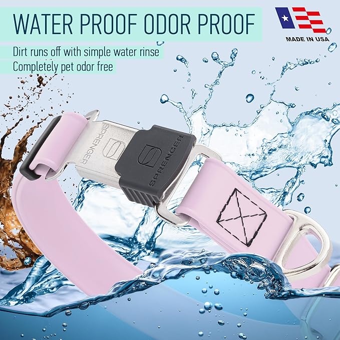 Dogline Biothane Waterproof Dog Collar with Herm Sprenger Black Stainless Steel Quick Release Buckle – Heavy Duty Tactical Durable Collar for Dogs – Comfortable and Safe Pet Collar W1 L 15-25" Pastel