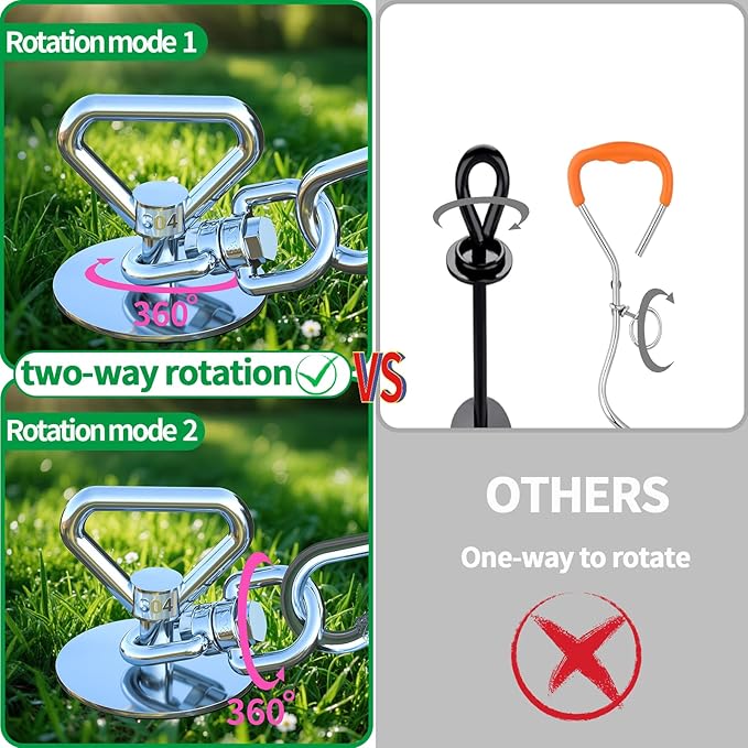 Dog Tie Out Cable and Stake,(up to 200lbs) 360° Swivel Dog Run Anchor -with 30FT Heavy Duty Cable,Runner for Yard-Dog Stake for Yard Outdoor Camping