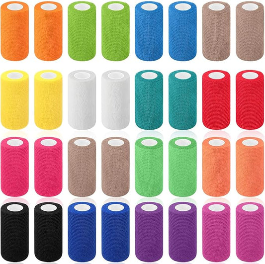 Treela 36 Pcs Self Adherent Bandage 4" X 5 Yard Wrap Breathable Cohesive Bandage Elastic Adhesive Tape for Stretch Athletic Sports Wrist Ankle(Refreshing Color)