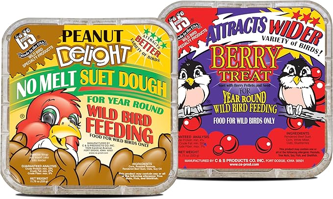 C&S Suet Variety Value Pack, Peanut Delight Dough & Berry Treat 24 Pack