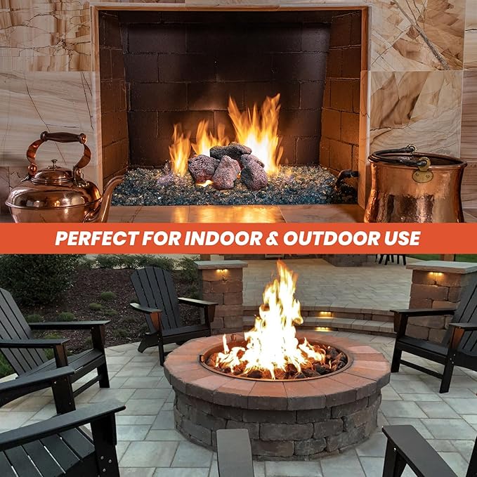 Mr. Fireglass Lava Rock Granules, Large Red Volcanic Lava Rock for Fire Bowls, Fire Pits, Gas Log Sets, Indoor or Outdoor Fireplaces - 10 Pounds (2.75"-5")