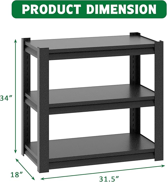 Metal Aquarium Stand with a Adjustable 3-Tier Fish Tank Rack,Tank Not Included,for Home Office(31.5" L x 18" W x 34" H). (Black)