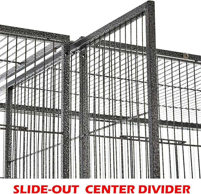 Large Double Birdhouse Treehouse Bird Flight Center Divider Cage with Side Breeding Nest Doors Removable Rolling Stand