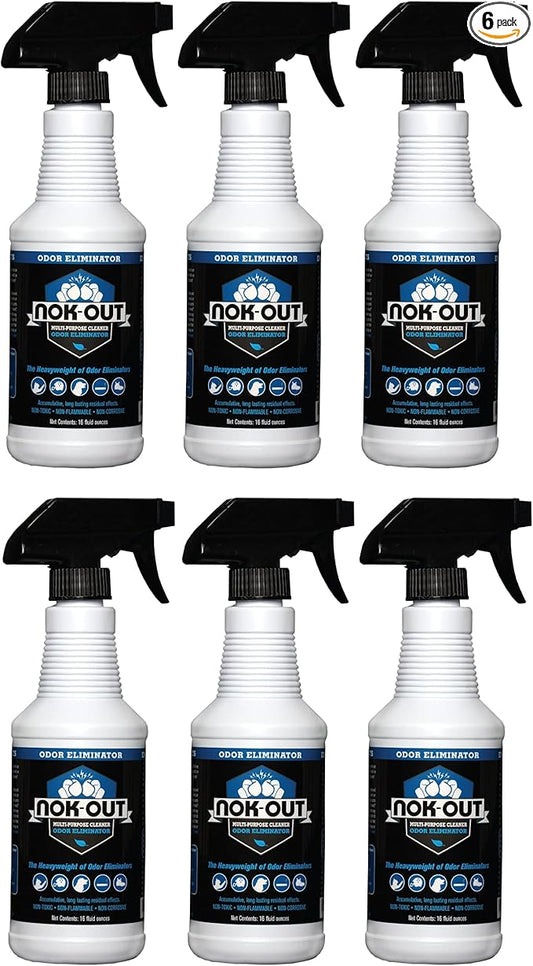NOK OUT Odor Remover, Pet Deodorizer and Cleaning Spray, Made in the USA, 16 Fluid Ounce Spray, 6-Pack