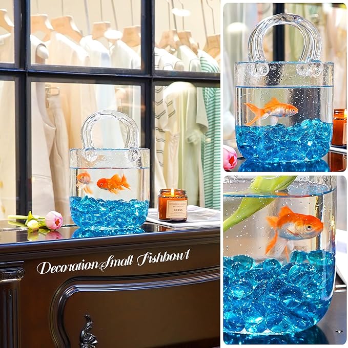 1LB Ocean Blue Flat Glass Marbles for Vases, Gemstone Beads Vase Filler Decorative Glass Pebbles for Fish Tank, DIY Crafts, Aquarium Decor Rocks