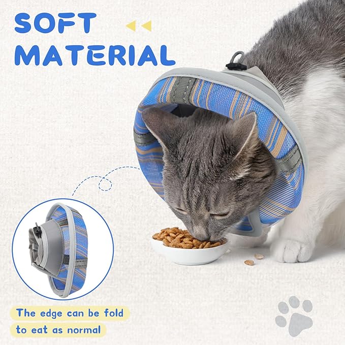 Supet Cat Cone Collar Soft to Stop Licking Scratching, Breathable Comfortable Mesh Recovery Cone for Cats After Surgery Neuter, Lightweight E Cone Collar Alternative (M)