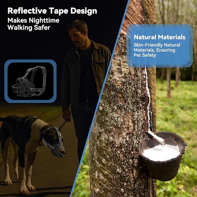 Dog Muzzle for Large Dogs, Breathable Basket Muzzles for Small, Medium and X-Large Aggressive Dog, Allows Panting Drinking, Suitable for Grooming Trimming Training (2, Black)