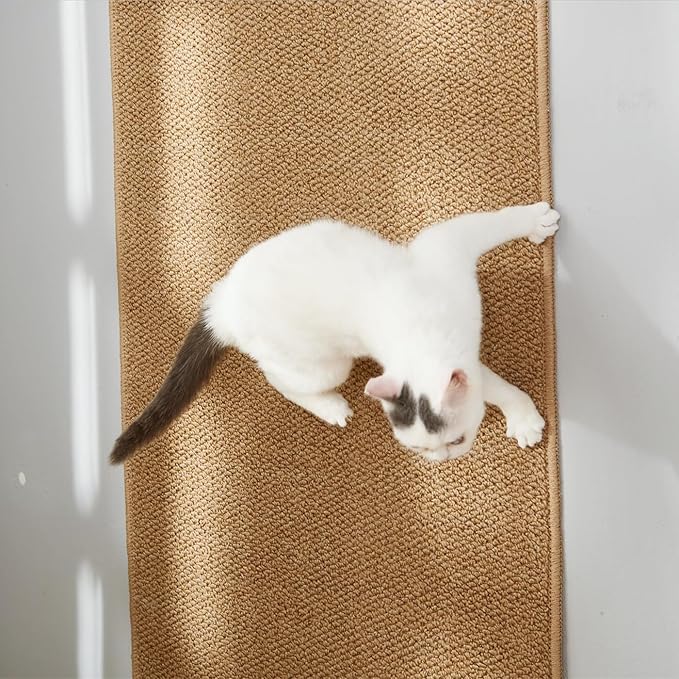 SHENGOCASE 67"x 23.6" Thickened Cat Wall Climbing Carpet, Cat Wall Furniture Scratcher, Scratching Post, Couch Sofa Protector (Camel)