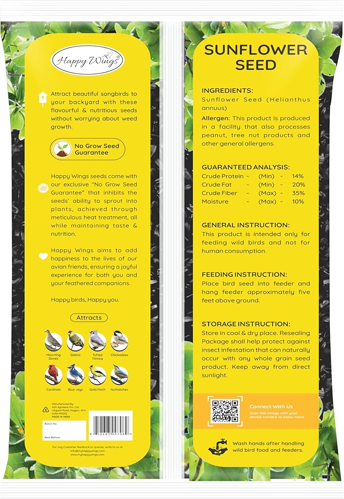 Nyjer Seed & Sunflower Seeds Wild Bird Food Combo - 5 Pound Pack I No Grow Seed I Bird Food for Wild Birds