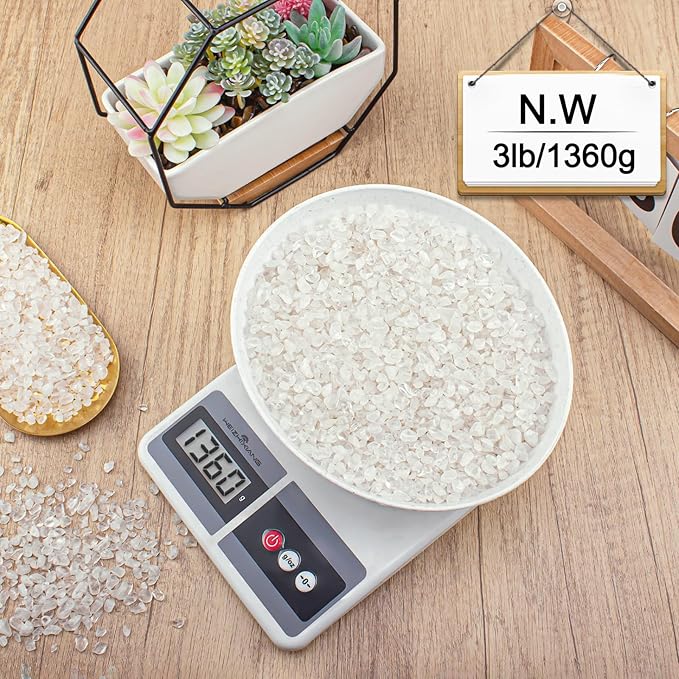 Small Clear Quartz Crystal Chips Aquarium Gravel Rocks Pebbles 3 Lb, Irregular Shaped Fish Tank Rocks Landscaping Stones Pebbles for Vase Fillers, Aquarium and Home Decoration, 3-5mm