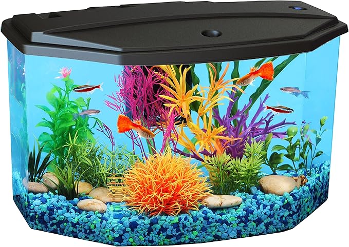 Koller Products Plastic 3-Gallon Aquarium Starter Kit with 4 Colors LED Lighting and Complete Filtration, Ideal for a Variety of Tropical Fish, Betta Fish, Tropical Fish, Cichlids, Ornamental Shrimp