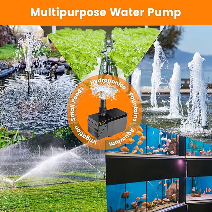 hygger 1250GPH Aquarium Water Pump with Intelligent Controller，DC 24V Ultra Quiet Powerhead, Powerful Return Pump for Fish Tanks, Aquariums, Ponds, Fountains, Sump, Hydroponics(35W, 13.1ft)