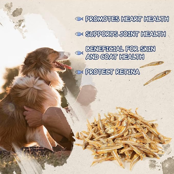 Whole Fish Treats for Dogs Cats, Air Dried -100% Wild-Caught Fish Treat, Only Two Ingredient, High in Protein and Omega-3, 8oz