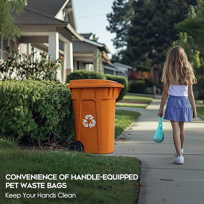 Compostable Dog Poop Bags for Swivel Bin & Rake Dog Pooper Scooper, AYOTEE Heavy Duty Poop Bags for Dogs Biodegradable,Tear-Free Large Dog Bags for Poop 50 Packs, Dog Waste Bags with Handles, Green